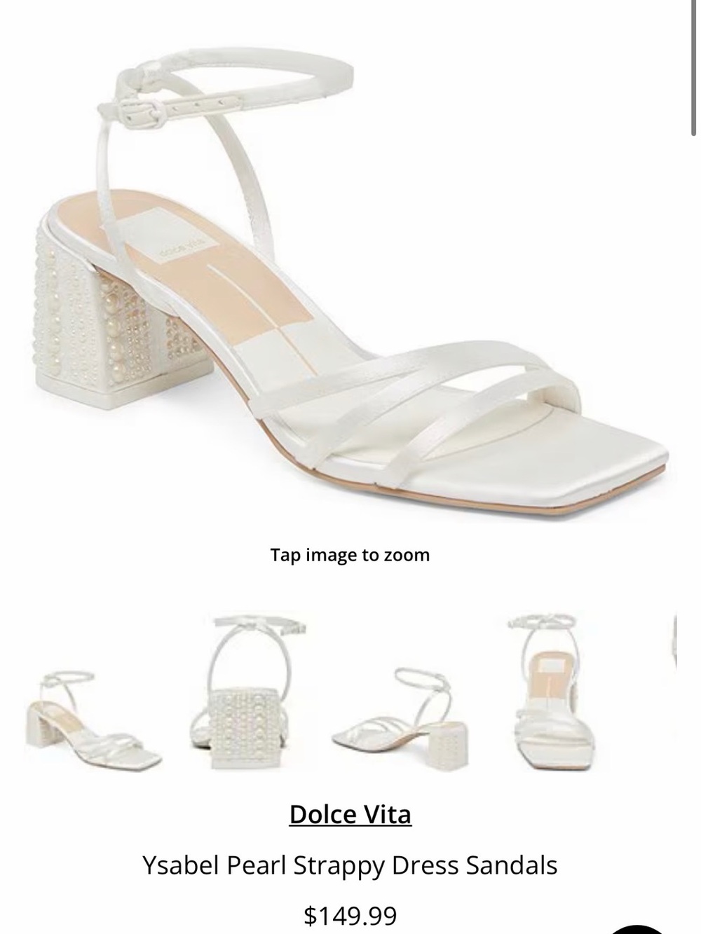 Dolce Vita White Ysabel Pearl Strappy Dress Sandals